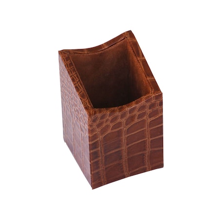 Dacasso Protacini Cognac Brown Italian Patent Leather Pencil Cup A6110